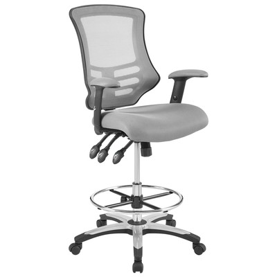 Office Chairs Modway Furniture Calibrate Gray EEI-3043-GRY 889654123217 Office Chairs GrayGrey Drafting Chair Adjustable Lumbar Support Swiv Nylon Gray 