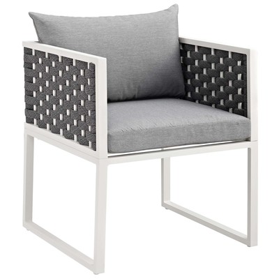 Dining Room Chairs Modway Furniture Stance White Gray EEI-3053-WHI-GRY 889654124009 Bar and Dining Gray GreyWhite snow Armchair Arm Steel Metal Iron Gray Smoke SMOKED TaupeMetal A 