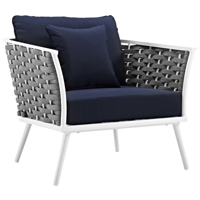 Chairs Modway Furniture Stance White Navy EEI-3054-WHI-NAV 889654133995 Bar and Dining Blue navy teal turquiose indig Lounge Chairs Lounge 