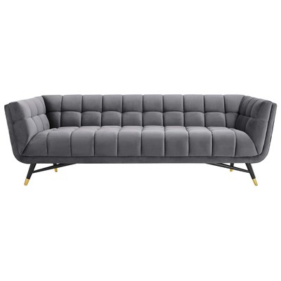 Sofas and Loveseat Modway Furniture Adept Gray EEI-3059-GRY 889654127307 Sofas and Armchairs BlackebonyGoldGrayGrey Loveseat Love seatSofa Polyester Velvet Contemporary Contemporary/Mode Sofa Set setTufted tufting 