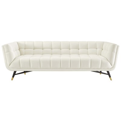 Sofas and Loveseat Modway Furniture Adept Ivory EEI-3059-IVO 889654127314 Sofas and Armchairs BlackebonyCreambeigeivorysandn Loveseat Love seatSofa Polyester Velvet Contemporary Contemporary/Mode Sofa Set setTufted tufting 