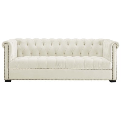 Sofas and Loveseat Modway Furniture Heritage Ivory EEI-3064-IVO 889654127536 Sofas and Armchairs BlackebonyCreambeigeivorysandn Chaise LoungeLoveseat Love sea Velvet Traditional afd Sofa Set setTufted tufting 