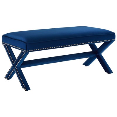 Ottomans and Benches Modway Furniture Rivet Navy EEI-3067-NAV 889654127635 Benches and Stools Blue navy teal turquiose indig 