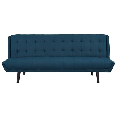 Sofas and Loveseat Modway Furniture Glance Azure EEI-3093-AZU 889654131076 Sofas and Armchairs Blackebony Chaise LoungeFuton Loveseat Lo Polyester Contemporary Contemporary/Mode Recliner Recline RecliningSofa 