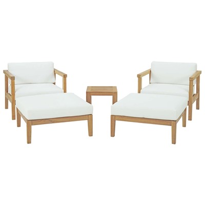 Outdoor Beds Modway Furniture Bayport Natural White EEI-3113-NAT-WHI-SET 889654134008 Sofa Sectionals White snow Natural White Natural WHITE Teak 