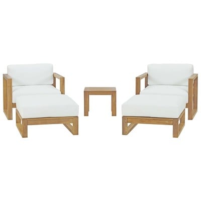 Outdoor Beds Modway Furniture Upland Natural White EEI-3115-NAT-WHI-SET 889654134022 Sofa Sectionals White snow Natural White Natural WHITE Teak Chaise 