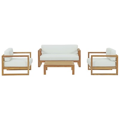 Outdoor Beds Modway Furniture Upland Natural White EEI-3116-NAT-WHI-SET 889654134039 Sofa Sectionals White snow Natural White Natural WHITE Teak Chaise 