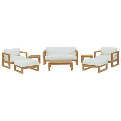 Outdoor Beds Modway Furniture Upland Natural White EEI-3117-NAT-WHI-SET 889654134695 Sofa Sectionals White snow Natural White Natural WHITE Teak Chaise 