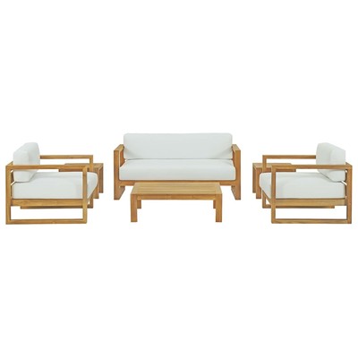 Outdoor Beds Modway Furniture Upland Natural White EEI-3118-NAT-WHI-SET 889654134701 Sofa Sectionals White snow Natural White Natural WHITE Teak Chaise 