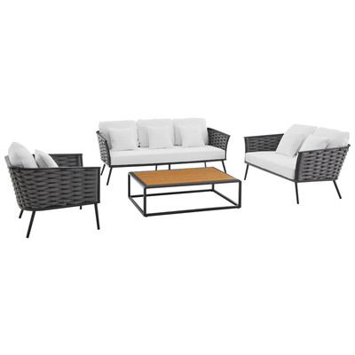 Sofas and Loveseat Modway Furniture Stance Gray White EEI-3161-GRY-WHI-SET 889654223566 Sofa Sectionals Chaise LoungeLoveseat Love sea Polyester Contemporary Contemporary/Mode Sofa Set set 