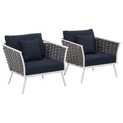 Chairs Modway Furniture Stance White Navy EEI-3162-WHI-NAV-SET 889654144816 Sofa Sectionals Blue navy teal turquiose indig Lounge Chairs Lounge 