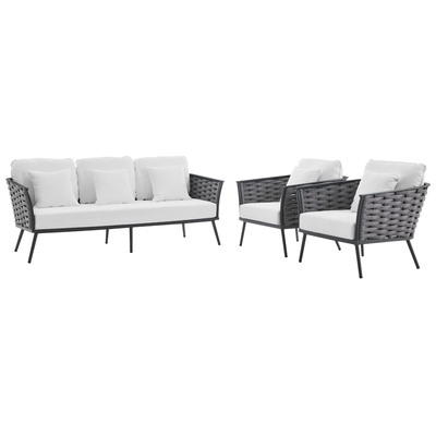 Sofas and Loveseat Modway Furniture Stance Gray White EEI-3165-GRY-WHI-SET 889654223603 Sofa Sectionals Chaise LoungeLoveseat Love sea Polyester Contemporary Contemporary/Mode Sofa Set set 