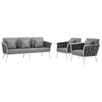 Sofas and Loveseat Modway Furniture Stance White Gray EEI-3165-WHI-GRY-SET 889654144861 Sofa Sectionals GrayGreyWhitesnow Chaise LoungeLoveseat Love sea Polyester Contemporary Contemporary/Mode Sofa Set set 