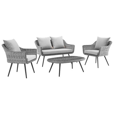 Sofas and Loveseat Modway Furniture Endeavor Gray Gray EEI-3177-GRY-GRY-SET 889654145073 Sofa Sectionals BlackebonyGrayGrey Chaise LoungeLoveseat Love sea Contemporary Contemporary/Mode Sofa Set set 