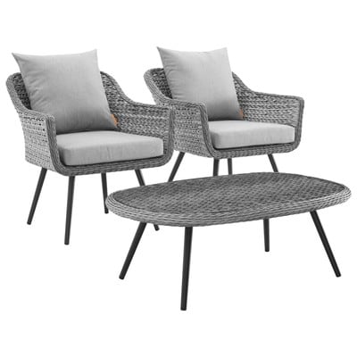 Sofas and Loveseat Modway Furniture Endeavor Gray Gray EEI-3179-GRY-GRY-SET 889654145097 Sofa Sectionals BlackebonyGrayGrey Chaise LoungeLoveseat Love sea Contemporary Contemporary/Mode Sofa Set set 