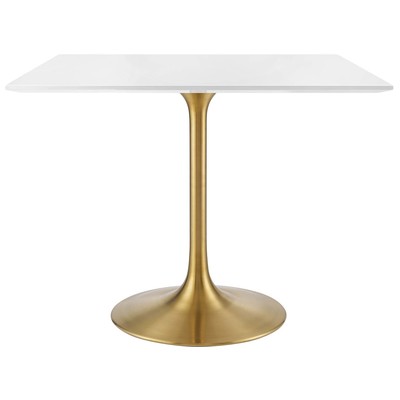 Modway Furniture Dining Room Tables, gold Whitesnow, Square, Gold,Metal,Aluminum,BRONZE,Iron,Gunmetal,Steel,TITANIUMWhite,Wood,MDF,Plywood,Oak, Bar and Dining Tables, 889654139225, EEI-3212-GLD-WHI,Standard (28-33 in)
