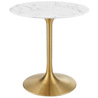 Dining Room Tables Modway Furniture Lippa Gold White EEI-3213-GLD-WHI 889654139249 Bar and Dining Tables GoldWhitesnow Round Square Gold Metal Aluminum BRONZE Iro 
