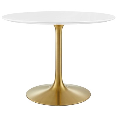 Dining Room Tables Modway Furniture Lippa Gold White EEI-3226-GLD-WHI 889654145370 Bar and Dining Tables GoldWhitesnow Round Square Gold Metal Aluminum BRONZE Iro 