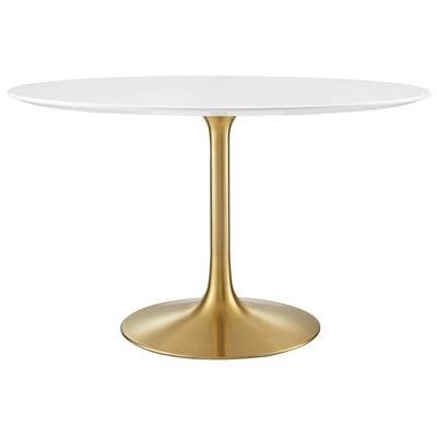 Modway Furniture Dining Room Tables, gold Whitesnow, Round,Square, Gold,Metal,Aluminum,BRONZE,Iron,Gunmetal,Steel,TITANIUMWhite,Wood,MDF,Plywood,Oak, Bar and Dining Tables, 889654145387, EEI-3227-GLD-WHI,Standard (28-33 in)