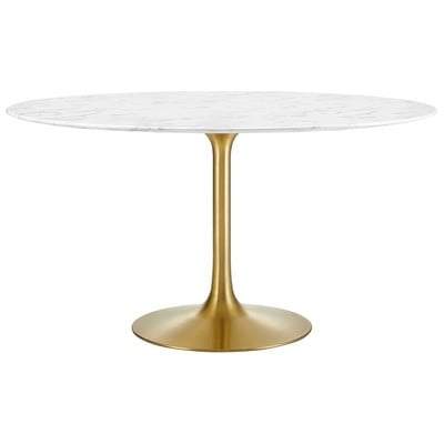 Dining Room Tables Modway Furniture Lippa Gold White EEI-3233-GLD-WHI 889654145448 Bar and Dining Tables GoldWhitesnow Round Square Gold Metal Aluminum BRONZE Iro 