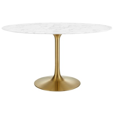 Modway Furniture Dining Room Tables, gold, Whitesnow, Oval,Square, Gold,Metal,Aluminum,BRONZE,Iron,Gunmetal,Steel,TITANIUMWhite, Bar and Dining Tables, 889654145462, EEI-3235-GLD-WHI,Standard (28-33 in)