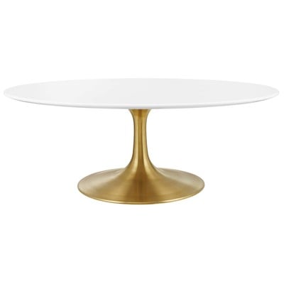 Modway Furniture Coffee Tables, gold, Whitesnow, Oval,Square, Metal,Iron,Steel,Aluminum,Alu+ PE wicker+ glassWhite,Wood,Plywood,Hardwoods,MDF,MINDI VENEERS WITH POPLAT SOLLIDS OVER MDFCORES, Tables, 889654145592, EEI-3248-,Standard (14 - 22 in.)