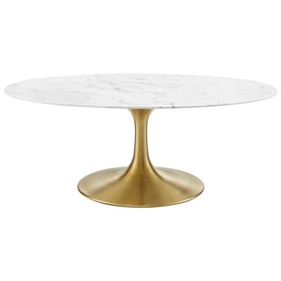 Coffee Tables Modway Furniture Lippa Gold White EEI-3249-GLD-WHI 889654145608 Tables GoldWhitesnow Oval Square Marble Metal Iron Steel Alumin 