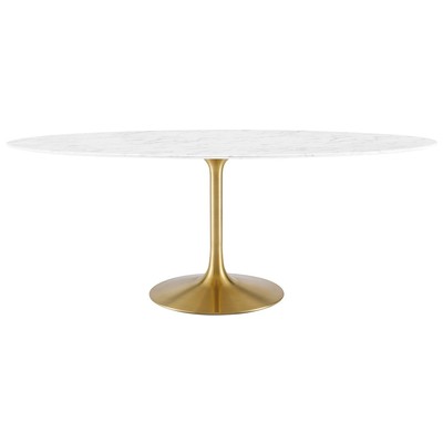 Dining Room Tables Modway Furniture Lippa Gold White EEI-3257-GLD-WHI 889654145684 Bar and Dining Tables GoldWhitesnow Oval Square Gold White 