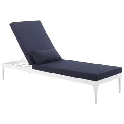 Chairs Modway Furniture Perspective White Navy EEI-3301-WHI-NAV 889654009610 Daybeds and Lounges Blue navy teal turquiose indig Lounge Chairs Lounge 