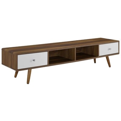 Modway Furniture TV Stands-Entertainment Centers, White,snow, Wood,MDF, FURNITURE,Media Storage,Storage,TV Stand , Walnut,White, Tables, 889654146131, EEI-3302-WAL-WHI,Long (over 67 in)