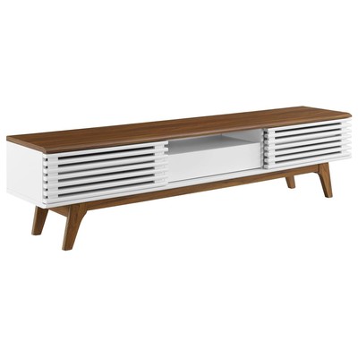 Modway Furniture TV Stands-Entertainment Centers, White,snow, Wood,MDF, FURNITURE,Media Storage,Storage,TV Stand , Walnut,White, Decor, 889654954392, EEI-3305-WAL-WHI,Long (over 67 in)