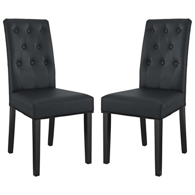Modway Furniture Dining Room Chairs, Black,ebony, Side Chair, HARDWOOD,LEATHER, Black,DarkLeather,LeatheretteVinyl, Dining Chairs, 889654146292, EEI-3323-BLK