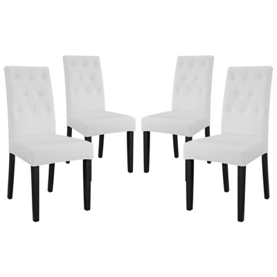 Dining Room Chairs Modway Furniture Confer White EEI-3324-WHI 889654146322 Dining Chairs White snow Side Chair HARDWOOD LEATHER Leather LeatheretteVinyl White 