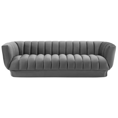Sofas and Loveseat Modway Furniture Entertain Gray EEI-3351-GRY 889654147046 Sofas and Armchairs GrayGrey Chaise LoungeLoveseat Love sea Velvet Contemporary Contemporary/Mode Sofa Set setTufted tufting 