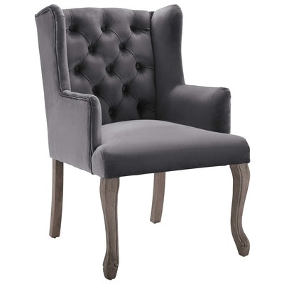 Dining Room Chairs Modway Furniture Realm Gray EEI-3366-GRY 889654147312 Dining Chairs Gray Grey Wingback Armchair Arm HARDWOOD Velvet Wood MDF Plywo Gray Smoke SMOKED TaupeVelvet 