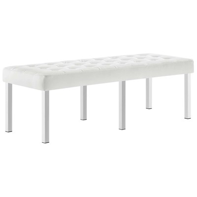 Ottomans and Benches Modway Furniture Loft Silver White EEI-3397-SLV-WHI 889654148074 Benches and Stools Silver White snow 