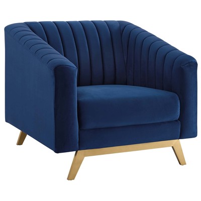 Chairs Modway Furniture Valiant Navy EEI-3404-NAV 889654149477 Sofas and Armchairs Blue navy teal turquiose indig Accent Chairs AccentLounge Cha 