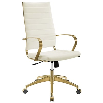 Office Chairs Modway Furniture Jive Gold Off White EEI-3417-GLD-WHI 889654149828 Office Chairs GoldWhitesnow Ergonomic Lumbar Support Swiv Chrome Metal Steel Stainless S Leather LeatheretteMetal Alumi 