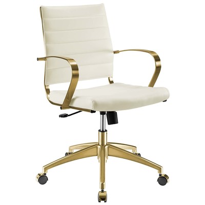 Office Chairs Modway Furniture Jive Gold Off White EEI-3418-GLD-WHI 889654149842 Office Chairs GoldWhitesnow Ergonomic Lumbar Support Swiv Chrome Metal Steel Stainless S Leather LeatheretteMetal Alumi 