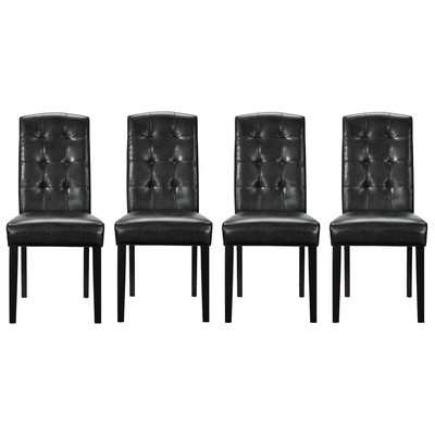 Dining Room Chairs Modway Furniture Perdure Black EEI-3464-BLK 889654150015 Dining Chairs Black ebony Parsons Black DarkVinyl 