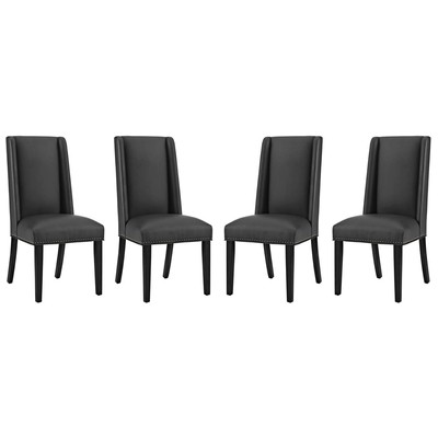 Dining Room Chairs Modway Furniture Baron Black EEI-3502-BLK 889654152071 Dining Chairs Black ebony HARDWOOD Wood MDF Plywood Beec Black DarkVinyl Wood Plywood 