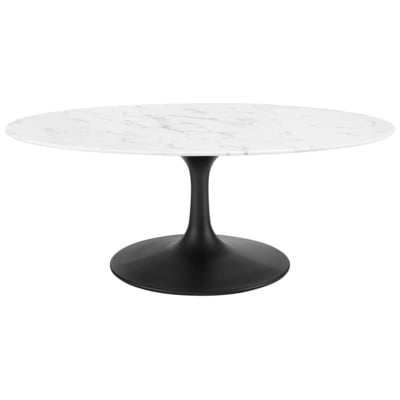 Modway Furniture Coffee Tables, black ebony Whitesnow, Oval,Square, Marble,Metal,Iron,Steel,Aluminum,Alu+ PE wicker+ glassWhite, Tables, 889654156062, EEI-3534-BLK-WHI,Standard (14 - 22 in.)