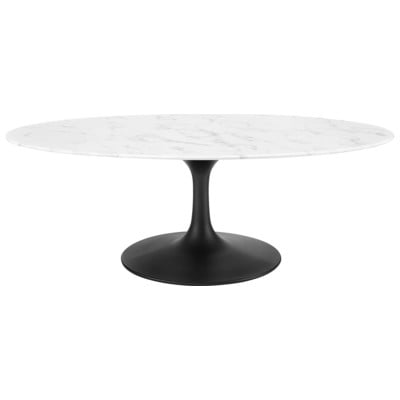 Modway Furniture Coffee Tables, black ebony Whitesnow, Oval,Square, Marble,Metal,Iron,Steel,Aluminum,Alu+ PE wicker+ glassWhite, Tables, 889654156093, EEI-3537-BLK-WHI,Standard (14 - 22 in.)