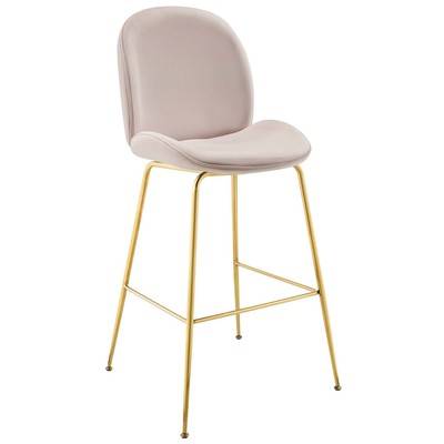 Bar Chairs and Stools Modway Furniture Scoop Pink EEI-3550-PNK 889654152811 Bar and Counter Stools Gold Pink Fuchsia blush Bar Counter Velvet Footrest 
