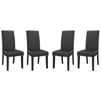 Modway Furniture Dining Room Chairs, Black,ebony, Side Chair, HARDWOOD,LEATHER,Wood,MDF,Plywood,Beech Wood,Bent Plywood,Brazilian Hardwoods, Black,DarkLeather,LeatheretteVinyl,Wood,Plywood, Dining Chairs, 889654152583, EEI-3554-BLK