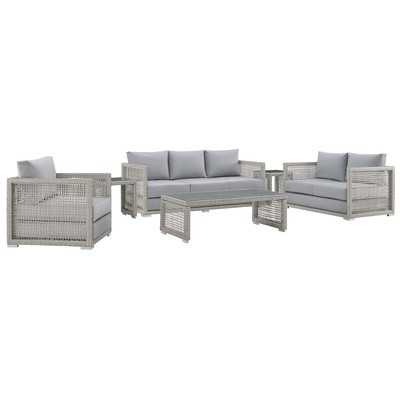 Modway Furniture Outdoor Sofas and Sectionals, Gray,Grey, Loveseat,Sofa, Gray,Light Gray, Sofa Sectionals, 889654152910, EEI-3559-GRY-GRY-SET