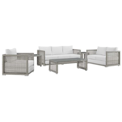 Modway Furniture Outdoor Sofas and Sectionals, Gray,GreyWhite,snow, Loveseat,Sofa, Gray,Light GrayWhite, Sofa Sectionals, 889654152934, EEI-3559-GRY-WHI-SET