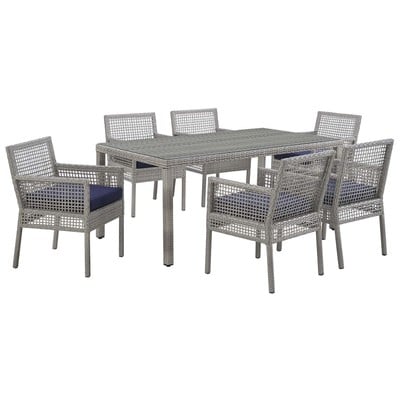 Outdoor Dining Sets Modway Furniture Aura Gray Navy EEI-3560-GRY-NAV-SET 889654152958 Bar and Dining Blue navy teal turquiose indig Gray Navy 