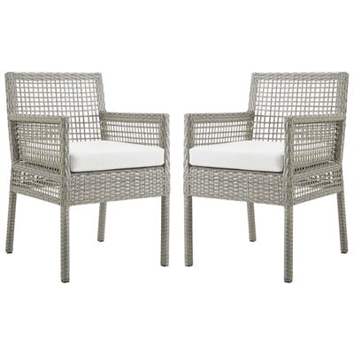 Dining Room Chairs Modway Furniture Aura Gray White EEI-3561-GRY-WHI 889654154181 Bar and Dining Gray GreyWhite snow Armchair Arm Steel Metal Iron Gray Smoke SMOKED TaupeMetal A 