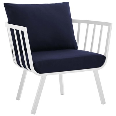 Chairs Modway Furniture Riverside White Navy EEI-3566-WHI-NAV 889654153030 Bar and Dining Blue navy teal turquiose indig 